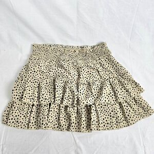 Francesca’s Blue Rain Ivory Polka Dot Ruffle Skirt L